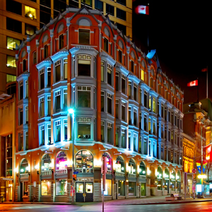ottawa city scene, elgin street in the evening.